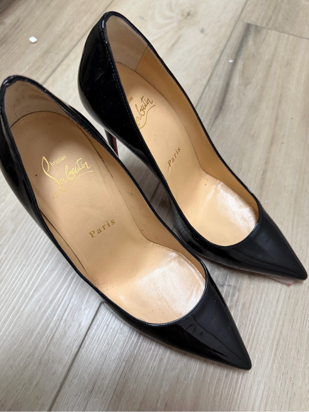 Christian Louboutin Black Patent Pointed-Toe Stiletto Pumps